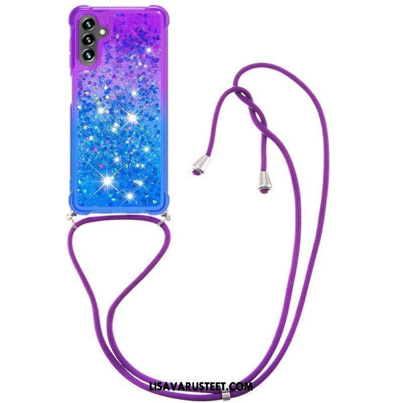 Case Samsung Galaxy A54 5G Kiristysnyörillä Glitter Silikoni Johto