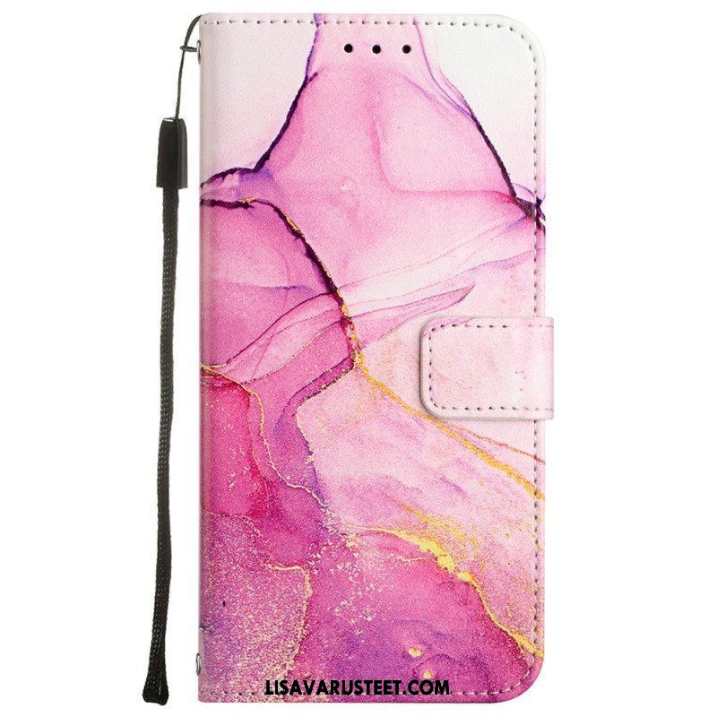 Flip Case Oppo A54 5G / A74 5G Marmori Kaulanauhalla