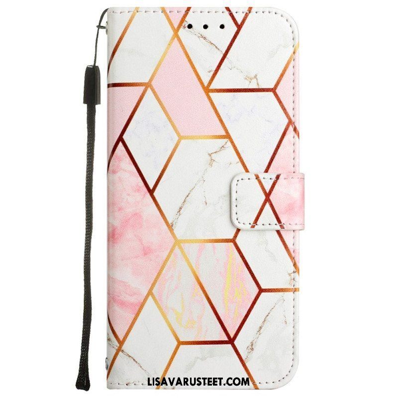 Flip Case Oppo A54 5G / A74 5G Marmori Kaulanauhalla