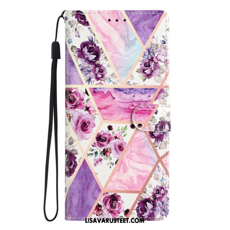 Flip Case Samsung Galaxy A53 5G Suojaketju Kuori Strip Marble