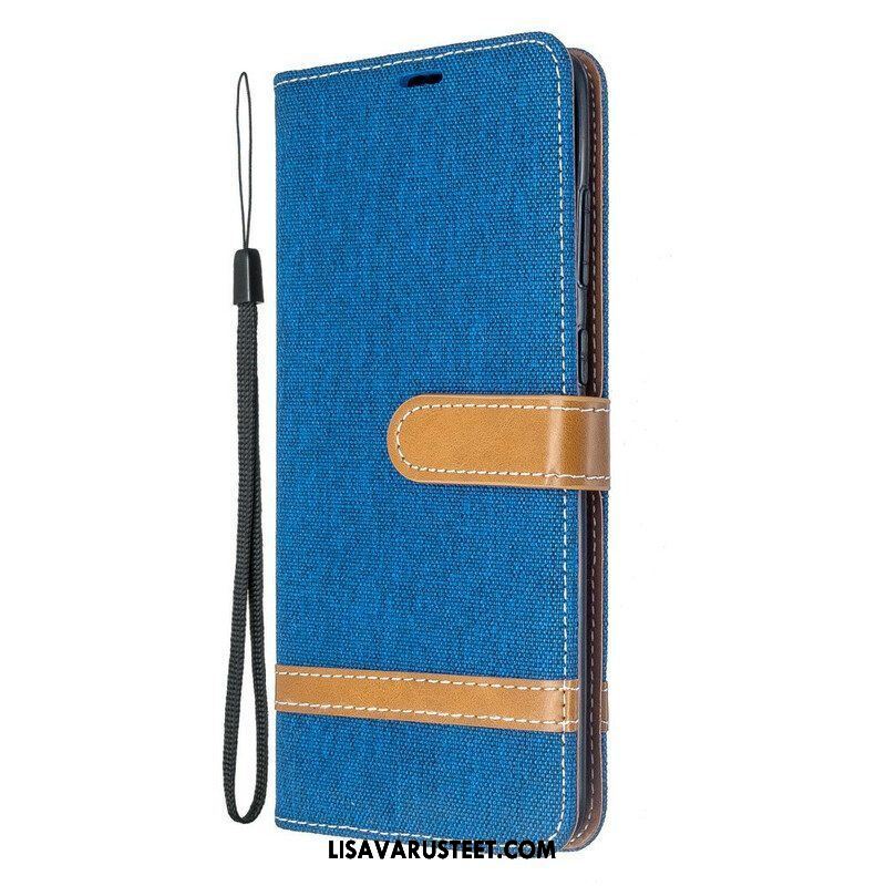 Flip Case Samsung Galaxy S20 Plus / S20 Plus 5G Suojaketju Kuori Kangas- Ja Nahkaefektihihna