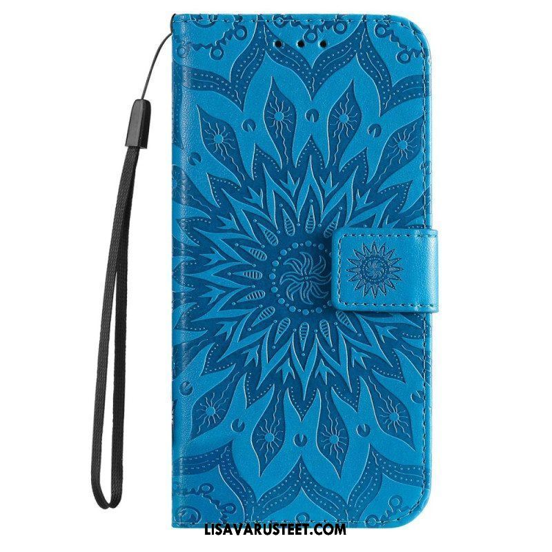 Flip Case Samsung Galaxy S23 5G Mandala-aurinko Kaulanauhalla