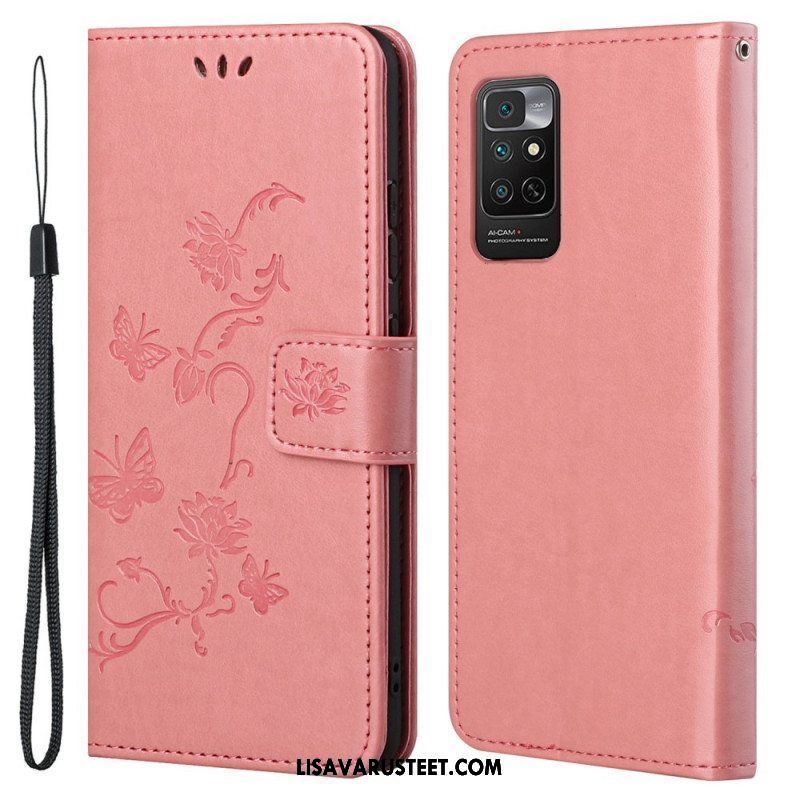 Flip Case Xiaomi Redmi Note 11 / 11S Suojaketju Kuori Strap Kukat