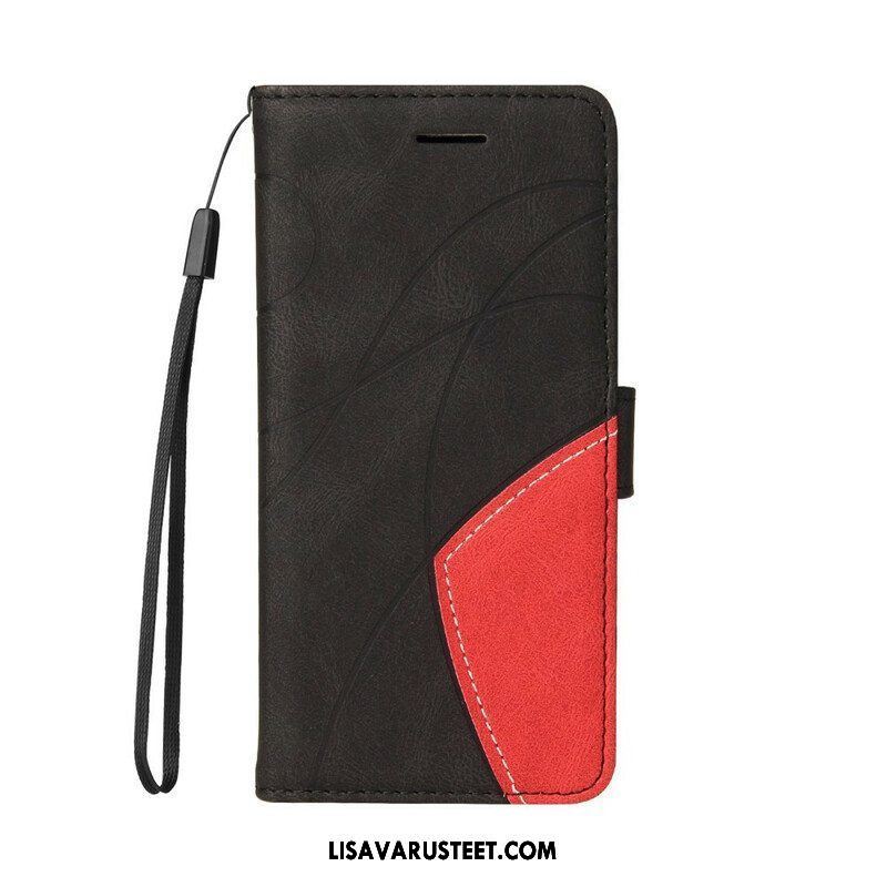 Flip Case iPhone 13 Mini Kaksisävyinen Signature Faux Leather