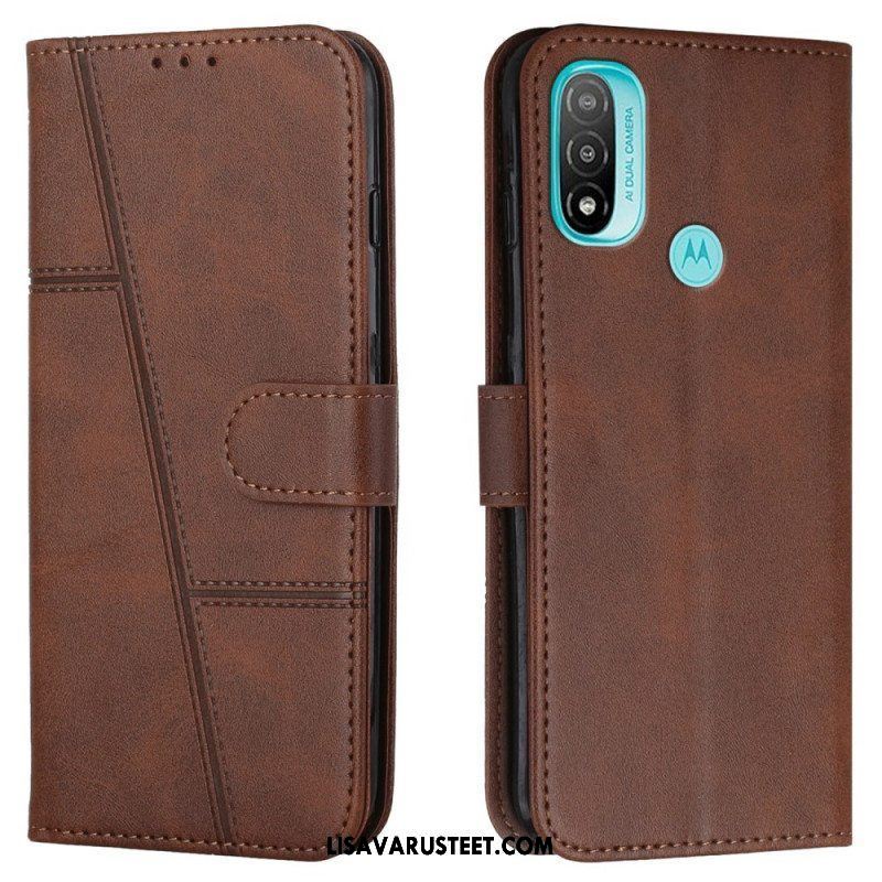 Kotelot Moto E40 / E30 / E20 Suojaketju Kuori Strappy Geo Leather Effect