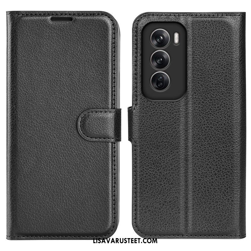 Kotelot Oppo Reno 12 5g Classic Litchi Faux Leather Suojakuori