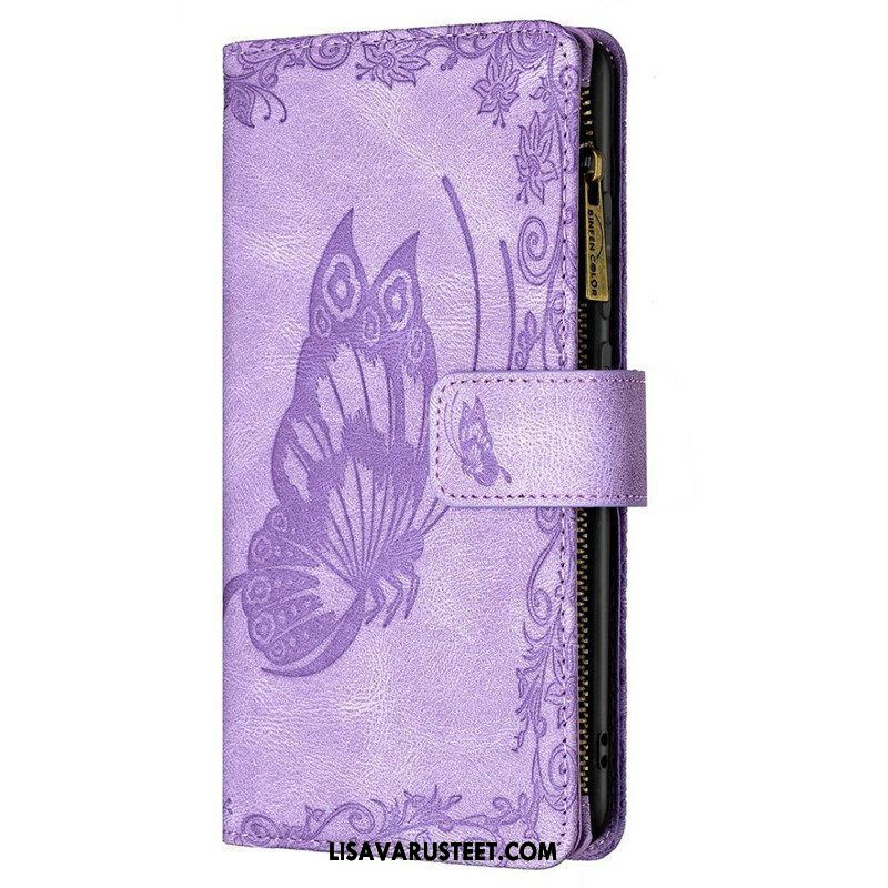 Kotelot Samsung Galaxy S21 FE Butterfly Barokki Vetoketjullinen Tasku