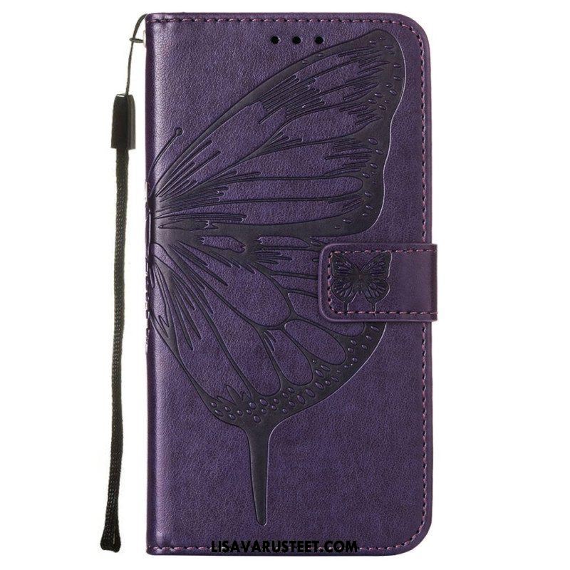 Kotelot Samsung Galaxy S23 5G Butterfly Design Kaulanauhalla