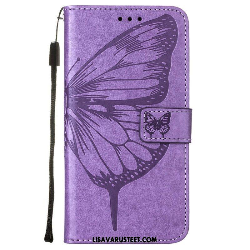 Kotelot Samsung Galaxy S23 5G Butterfly Design Kaulanauhalla