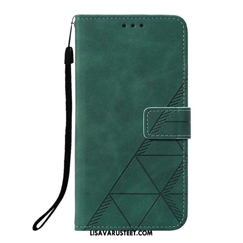 Kotelot Xiaomi Redmi Note 10 Pro Suojaketju Kuori Strappy Geometric Leather Style