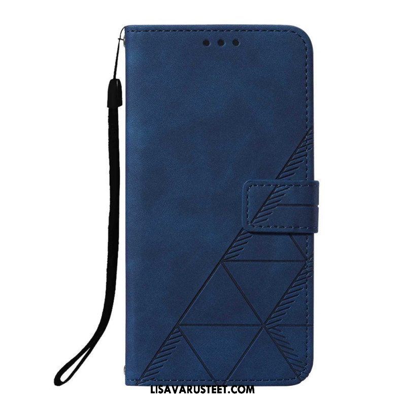 Kotelot Xiaomi Redmi Note 10 Pro Suojaketju Kuori Strappy Geometric Leather Style