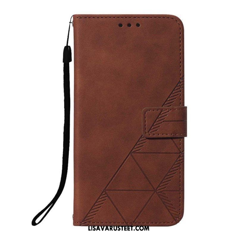 Kotelot Xiaomi Redmi Note 10 Pro Suojaketju Kuori Strappy Geometric Leather Style