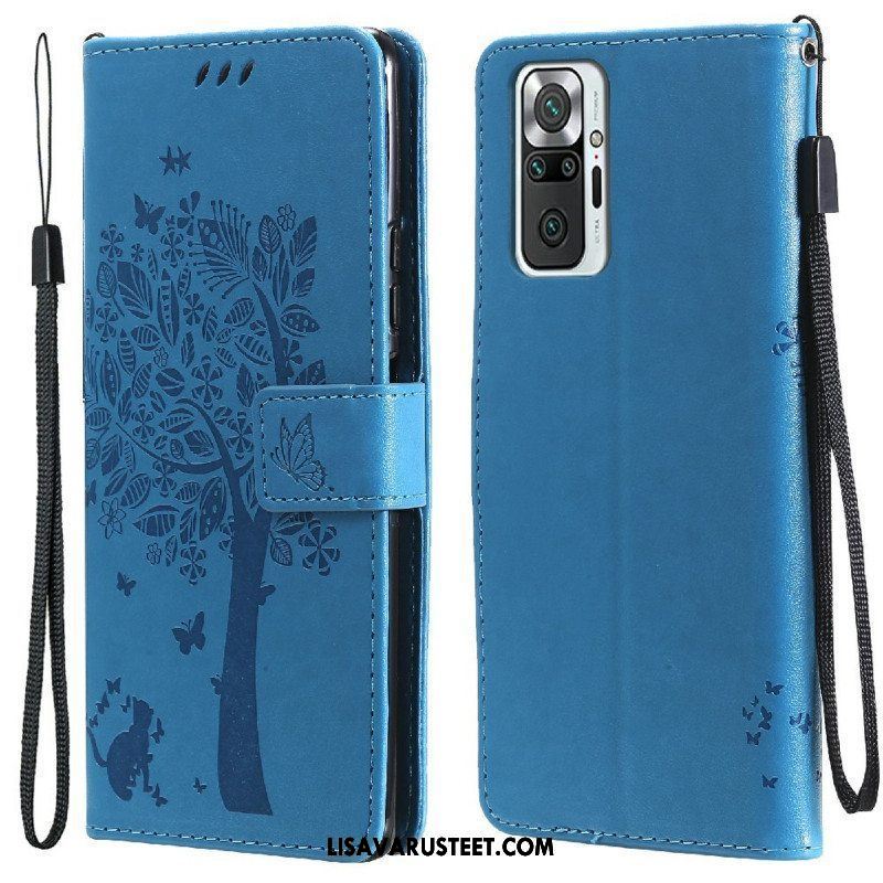 Kotelot Xiaomi Redmi Note 10 Pro Suojaketju Kuori Tree Ja Strappy Cat