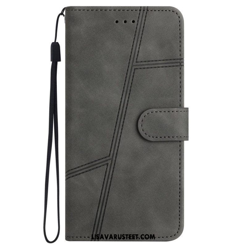 Kotelot iPhone 14 Pro Suojaketju Kuori Strappy Elegance Leather Style