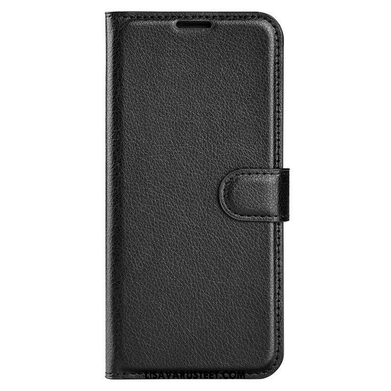 Kotelot iPhone 15 Classic Litchi Faux Leather