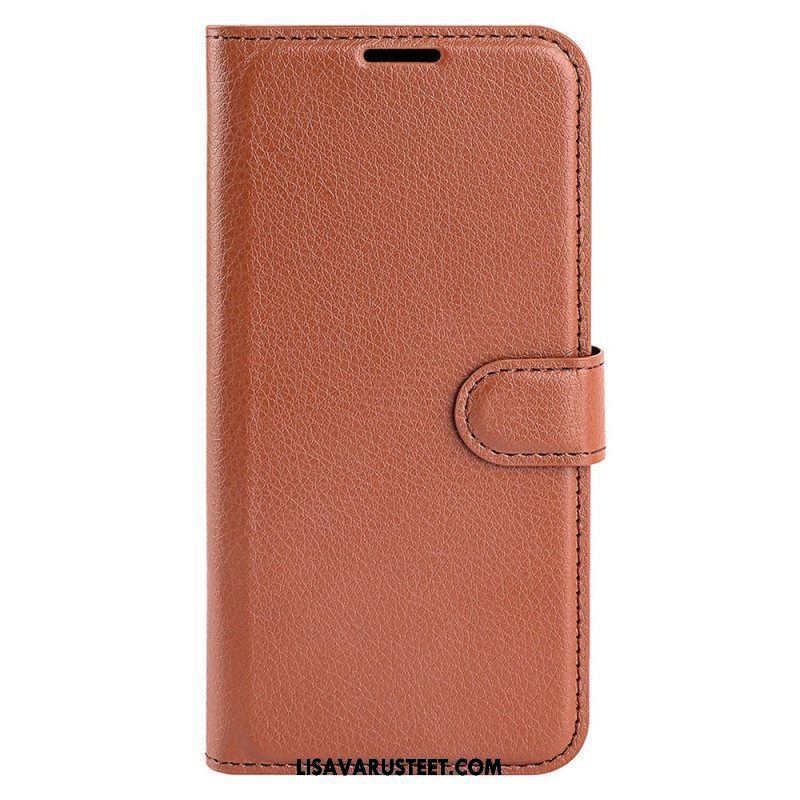 Kotelot iPhone 15 Plus Classic Litchi Faux Leather