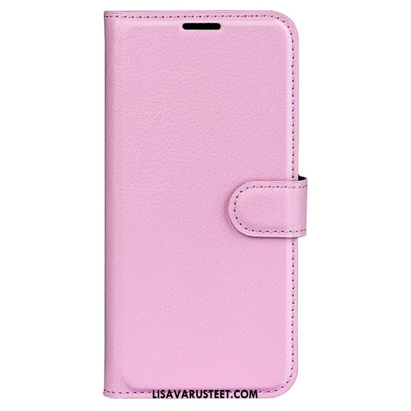 Kotelot iPhone 16 Pro Classic Litchi Faux Leather Suojakuori