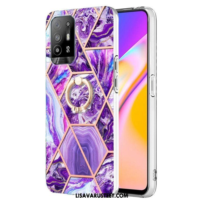 Kuori Oppo A94 5G Geometrinen Marmori Renkaalla