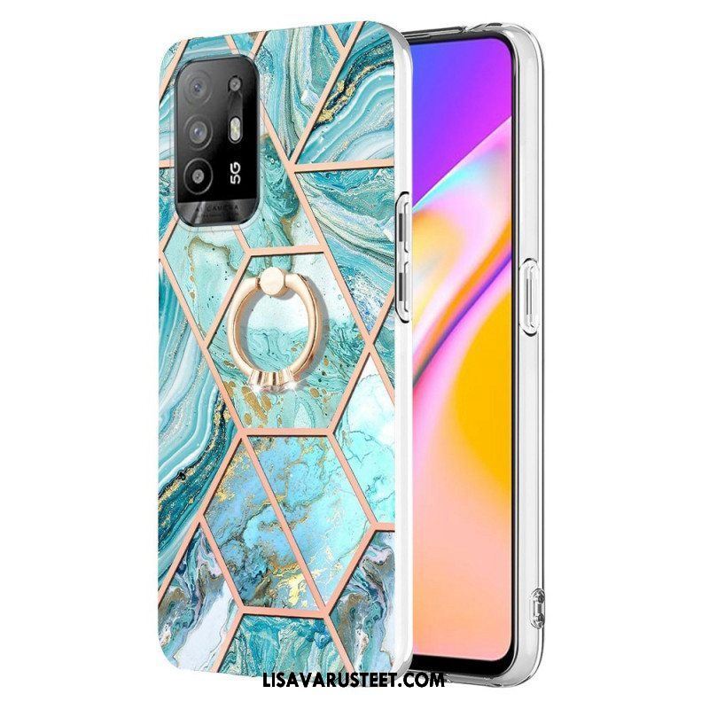 Kuori Oppo A94 5G Geometrinen Marmori Renkaalla