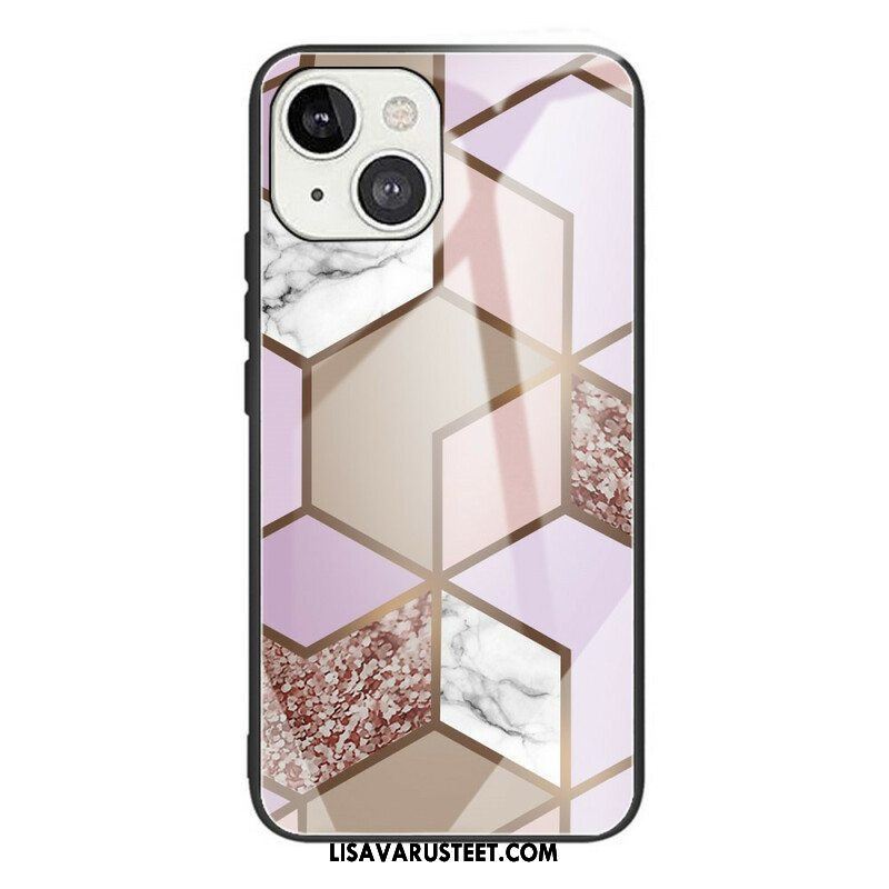 Kuori iPhone 13 Mini Geometria Marmori Karkaistu Lasi