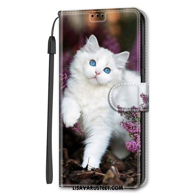 Nahkakotelo Samsung Galaxy S22 Ultra 5G Suojaketju Kuori Thong Cat Fan