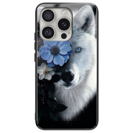 Case iPhone 16 Pro Puhelinkuoret Karkaistu Lasi Susi Ja Sininen Kukka