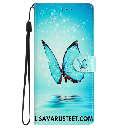 Kotelot Samsung Galaxy S24 Plus 5g Blue Butterfly Lanyard Flightissa Suojakuori