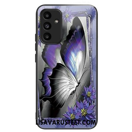 Kuori Samsung Galaxy A15 Purple Butterfly Tempered Glass