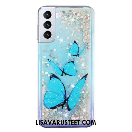 Kuori Samsung Galaxy S24 Plus 5g Blue Butterflies Liquid Glitter