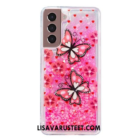 Kuori Samsung Galaxy S24 Plus 5g Red Butterflies Liquid Glitter