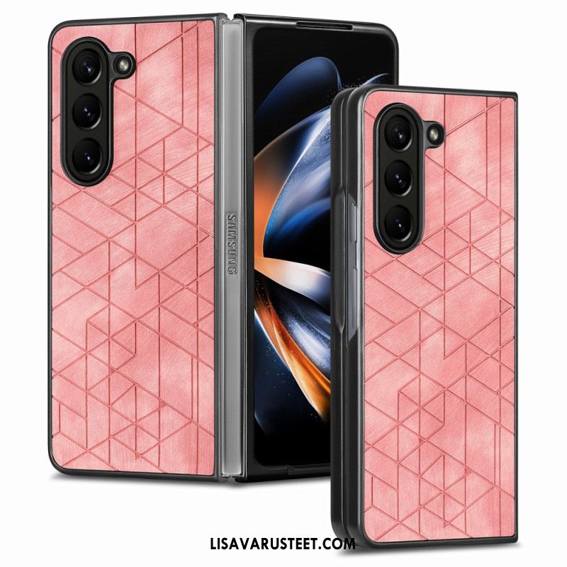 Kuori Samsung Galaxy Z Fold 5 Geometriset Keinonahkakuviot