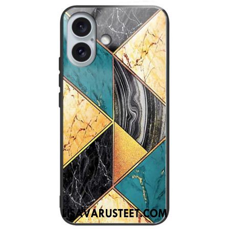 Kuori iPhone 16 Plus Tempered Glass Marble Burst