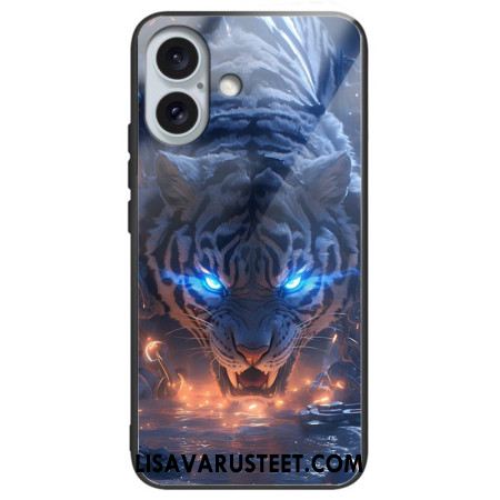 Kuori iPhone 16 Plus Tiger Printed Tempered Glass Suojakuori