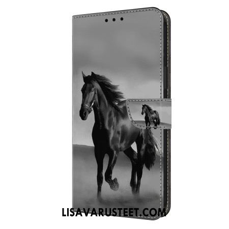 Nahkakotelo Xiaomi Redmi Note 13 5g Musta Hevonen